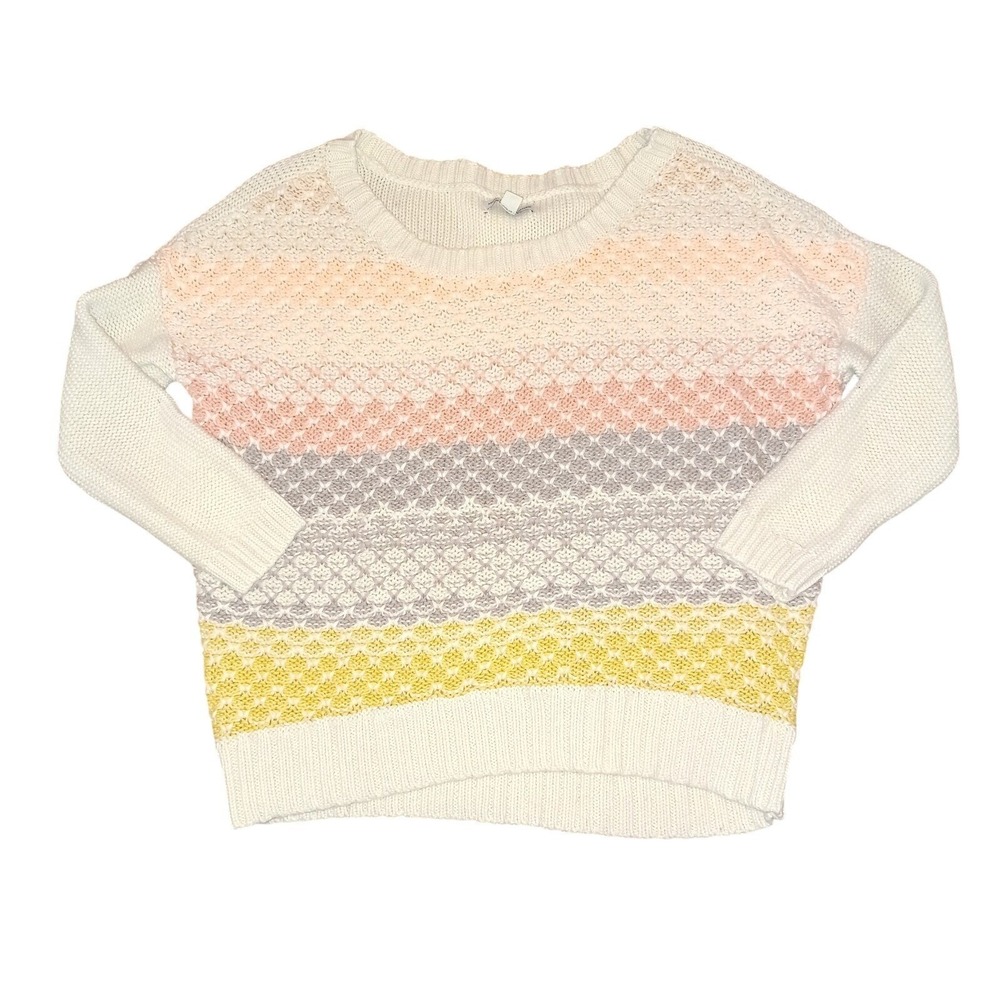 American Eagle Outfitters Womens Medium Pastel Striped Cotton Knit Sweater Pink